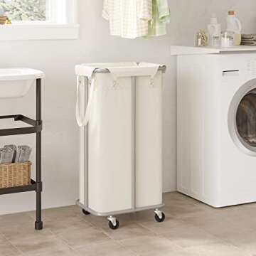 WOWLIVE 100L Rolling Laundry Hamper with Wheels Large Laundry Basket Organizer Laundry Cart with Ste...