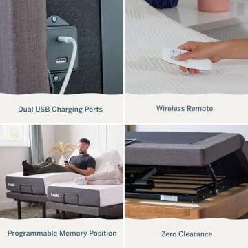 LUCID L300 Adjustable Bed Frame - Head and Foot Incline - USB - Wireless Remote - Easy 2 Person Asse...