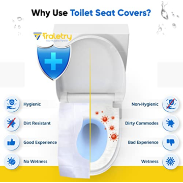 Traletry Disposable Toilet Seat Covers - 50 Pack for Travel