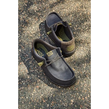 HEYDUDE Wally Casual Black/Black Loafers - Comfortable, Lightweight Slip-Ons for Men