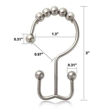 DadyMart Shower Curtain Hooks Rings Rust Resistant Double Glide Rollers Curtain Rods for Bathroom, S...