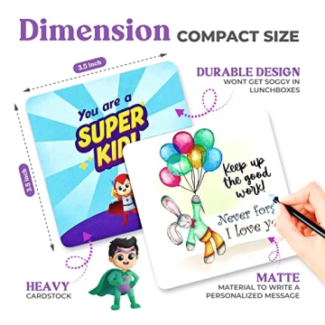 80 Super Kid Lunch Box Notes for Kids - Positive Affirmation Cards