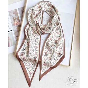 Hioyiwse Head Scarf Hair Neck Scarves For Women Purse Bag Scarfs For Handbags Silky Long Thin Satin ...