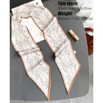 Hioyiwse Head Scarf Hair Neck Scarves For Women Purse Bag Scarfs For Handbags Silky Long Thin Satin Headscarf Fashion Lightweight 59 * 5.9inch B17