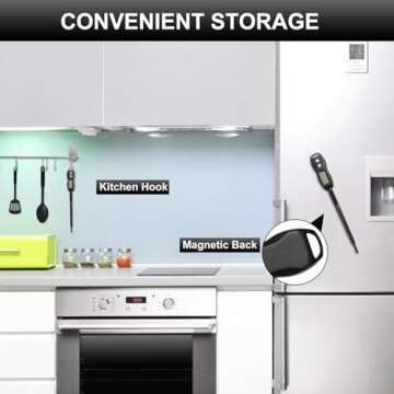 Digital Meat Thermometer Backlight,Waterproof Instant Read Food Thermometer for Cooking and Grilling for BBQ Grill Liquids Beef Turkey (Black)