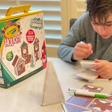 CreateOn Crayola Holiday Gingerbread House Magnetic Tiles, Magnetic Kids Building Toys, Educational Stem Toys for Ages 3+, 24-Piece Set