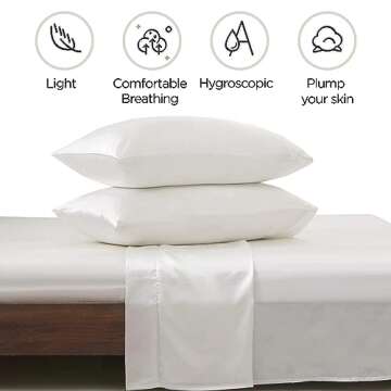 TSSPLUS King Size Pillow Cases Set of 2, White Pillow Covers, Silk Pillow Cases, Satin Pillowcase, A...