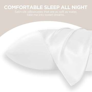 TSSPLUS King Size Pillow Cases Set of 2, White Pillow Covers, Silk Pillow Cases, Satin Pillowcase, Anti Acne, Cooling, Beauty Sleep, Room Decor, Gifts for Women Men (King, Ivory-2pcs)
