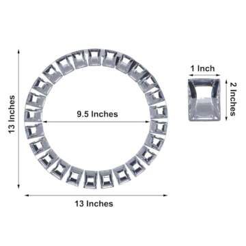 Efavormart 2 Pack 13 Inch Round Silver Jeweled Rim Premium Glass Mirror Charger Plates for Catering Events, Wedding Party Restaurant Dinner Parties