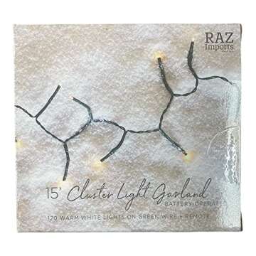 Raz Imports 15ft Cluster Garland with Remote & Lights