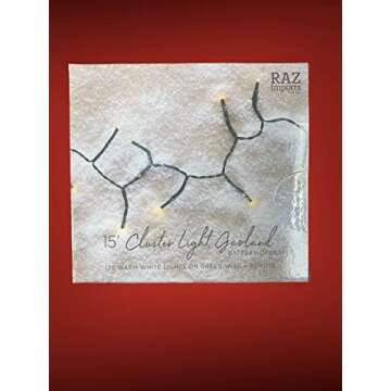 Raz Imports 15ft Cluster Garland with Remote & Lights