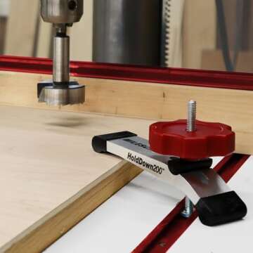 Milescraft 4036 Hold Down 200 2 Pack T-Track Hold Down Clamp. 5-1/4" L x 1-1/4" W, Anodized Heavy Duty T Track Clamps for Woodworking