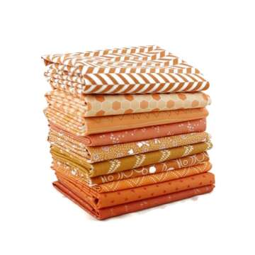 Orange Fat Quarter Bundle (10 pcs) - Mixed Designers - Southern Fabric 18 x 21 inches (45.72cm x 53....