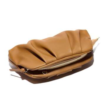 SWEETV Dressy Vegan Leather Clutch Purse for Women Formal, Soft Pleated PU Evening Clutch for Weddin...