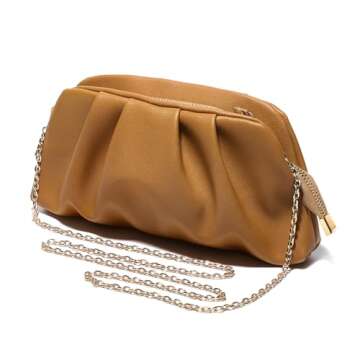 SWEETV Dressy Vegan Leather Clutch Purse for Women Formal, Soft Pleated PU Evening Clutch for Weddings, Proms, Cocktail-Gemma