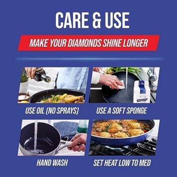 Blue Diamond Cookware 12" Frying Pan Skillet, Diamond Infused Healthy Ceramic Nonstick, PFAS and PFOA-Free, Dishwasher Safe, Oven Safe, Even Heating, Metal Utensil Safe, Warp Control, Blue