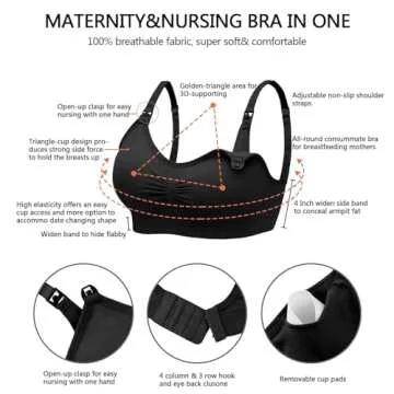 Angelhood Nursing Bra 5 Pack Womens Maternity Breastfeeding Bra Seamless Wireless Sleep Bra with Bra Extenders