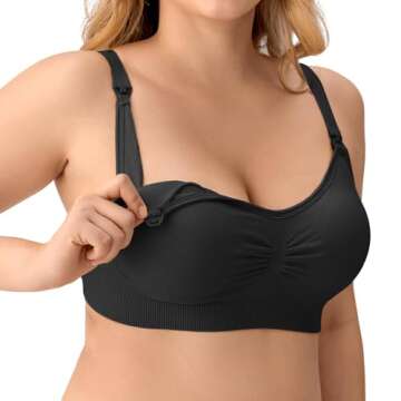 Angelhood Nursing Bra 5 Pack Womens Maternity Breastfeeding Bra Seamless Wireless Sleep Bra with Bra Extenders