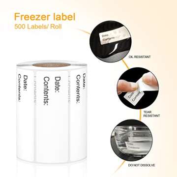 Labelebal 500pcs Food Labels - Removable Kitchen Labels