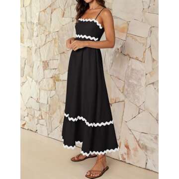 ZESICA Summer Spaghetti Strap Backless Sundress - Black