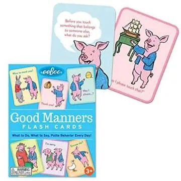 eeBoo: Good Manners Conversation Flash Cards, Helps Children Learn What to do, What to Say and Encourage Polite Behavior Towards Others, Learn Communication and Social Skills