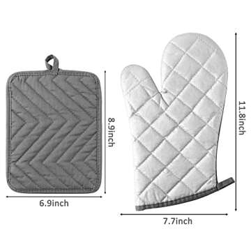 GROBRO7 6Pcs Cotton Oven Mitts and Pot Holders Set Durable Hot Pads Machine Washable BBQ Gloves Heat...