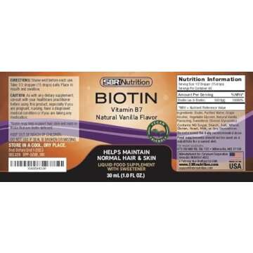 Biotin Liquid Drops - 5000mcg Vanilla Flavor