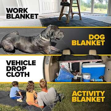 US Cargo Control Moving Blankets Heavy Duty 80"x72" MBSUPREME95 Supreme Mover (95 lb/Doz Weight), Large Quilted Moving Packing Blanket, Furniture Pads, Machine Washable, Moving Blankets 4-Pack, Black