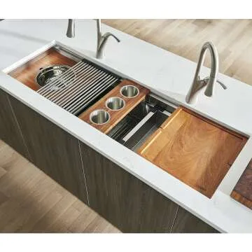 Ruvati 45-inch Workstation Two-Tiered Ledge Kitchen Sink Undermount 16 Gauge Stainless Steel - RVH6333ST