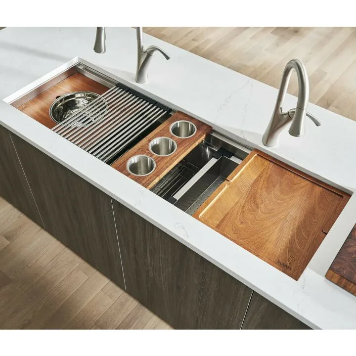 Ruvati 45-inch Workstation Two-Tiered Ledge Kitchen Sink Undermount 16 Gauge Stainless Steel - RVH6333ST
