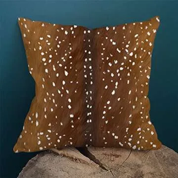 SPXUBZ 108 Fur Print Deerskin Fawn Gold Lumbar Cotton Throw Pillow Cover Home Decor Nice Gift Indoor Pillowcase 16x16 Inch(Two Sides Print)