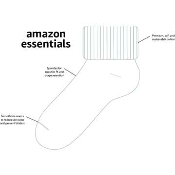Amazon Essentials Toddler Girls' Comfortable Cotton Uniform Turn Cuff Sock, for Kids, 9 Pairs, White...
