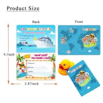Duck Tags, Passport Cruising Rubber Duck Tags, Cruising Tags Duck Tags Ducking Games Card, 50 Pack Duck Tags, 50 Rubber Bands-You Found a Duck
