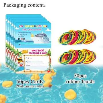 Duck Tags, Passport Cruising Rubber Duck Tags, Cruising Tags Duck Tags Ducking Games Card, 50 Pack Duck Tags, 50 Rubber Bands-You Found a Duck