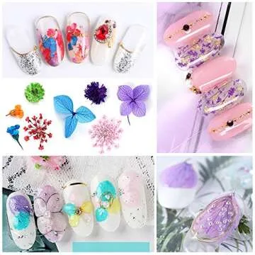 iFancer 108 Pcs Dried Flowers for Resin Nail Art 62 Colors 3D Dry Flowers for Nails 2 Boxes Small Tiny Dried Flowers for Nail Art Little Pressed Real Natural Flower Nail Art Design Decoration Supplies