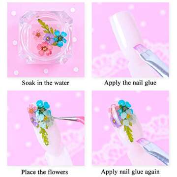 iFancer 108 Pcs Dried Flowers for Resin Nail Art 62 Colors 3D Dry Flowers for Nails 2 Boxes Small Tiny Dried Flowers for Nail Art Little Pressed Real Natural Flower Nail Art Design Decoration Supplies