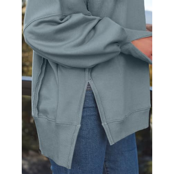 Trendy Queen Womens Oversized Sweatshirts Hoodies Crewneck Shirts Fall Outfits Teen Girls Y2k Winter Clothes GreyGreen S