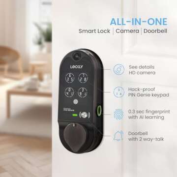 Lockly Vision Smart Lock with HD Video Doorbell & Fingerprint Access