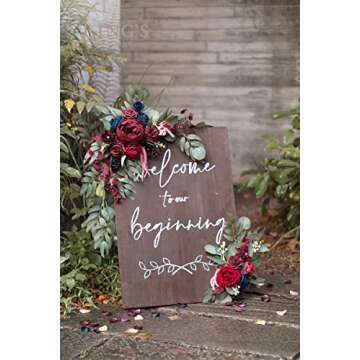 Ling's Moment 2pcs Wedding Artificial Sign Flowers Swag Arch Floral Eucalyptus Garland Decorations B...