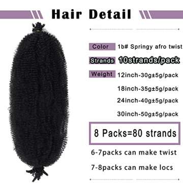 Springy Afro Twist Hair 8 Packs Marley Twist Braiding Hair Pre Separated Spring Twist Hair for Faux ...