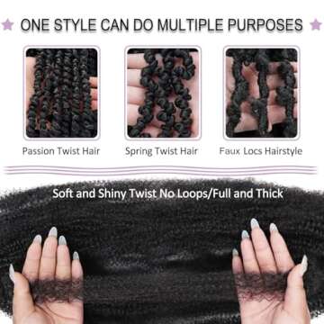 Springy Afro Twist Hair 8 Packs Marley Twist Braiding Hair Pre Separated Spring Twist Hair for Faux Locs Crochet Hair Kinky Twist for Braiding Synthetic Hair Extensions (1b#, 18inch(Pack of 8)