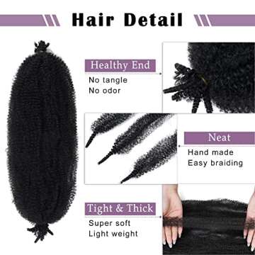 Springy Afro Twist Hair 8 Packs Marley Twist Braiding Hair Pre Separated Spring Twist Hair for Faux Locs Crochet Hair Kinky Twist for Braiding Synthetic Hair Extensions (1b#, 18inch(Pack of 8)