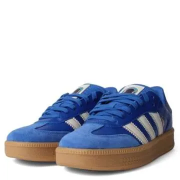 adidas Mens Samba XLG Shoes, Blue Bird/Cloud White/Gold Metallic, Size 10.5