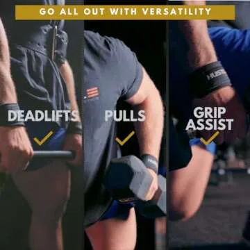 Hustle Lifting Straps Gym Wrist Wraps - The Best 24" Cotton Wrist Straps for Weightlifting to Support Grip and Lift Heavier - Ultimate Workout Deadlift Straps for Weight Lifting Men and Women