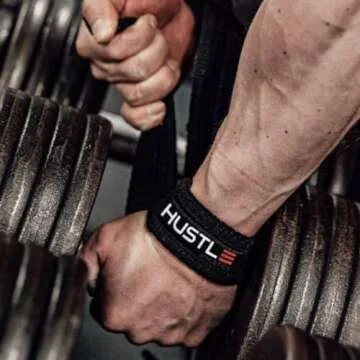 Hustle Lifting Straps Gym Wrist Wraps - The Best 24" Cotton Wrist Straps for Weightlifting to Support Grip and Lift Heavier - Ultimate Workout Deadlift Straps for Weight Lifting Men and Women