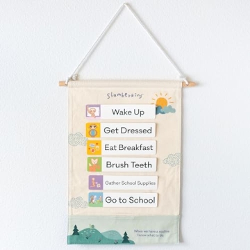 Slumberkins 18 Piece Visual Schedule for Kids | Reversible Visual Tool to Teach Day Time and Nigh Ti...