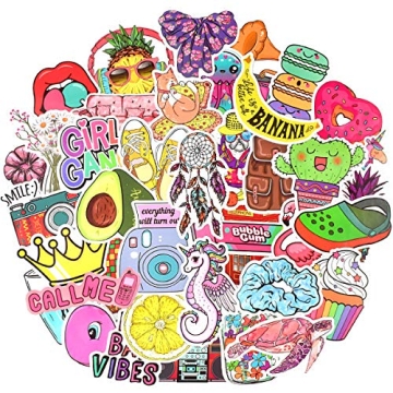 50 Unique Waterproof VSCO Stickers for Teens - Creative & Durable