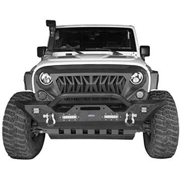Hooke Road for Jeep JK Shark Grill Matte Black Front Grille Grid Compatible with Jeep Wrangler JK 20...