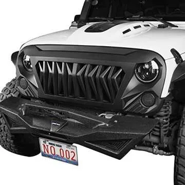 Hooke Road for Jeep JK Shark Grill Matte Black Front Grille Grid Compatible with Jeep Wrangler JK 2007-2018 Rubicon Sahara Sport Unlimited