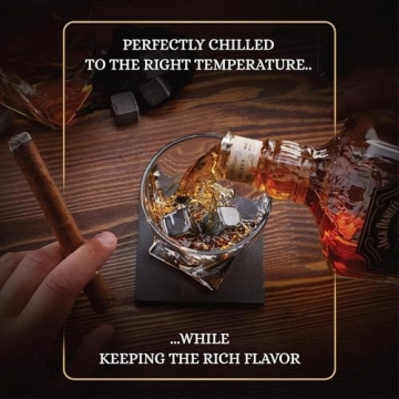 Whiskey Stones Gift Set by Royal Reserve – Artisan Crafted Reusable Chilling Rocks for Scotch Bourbon – Christmas Stocking Stuffer for Men Husband Guy Dad Boyfriend